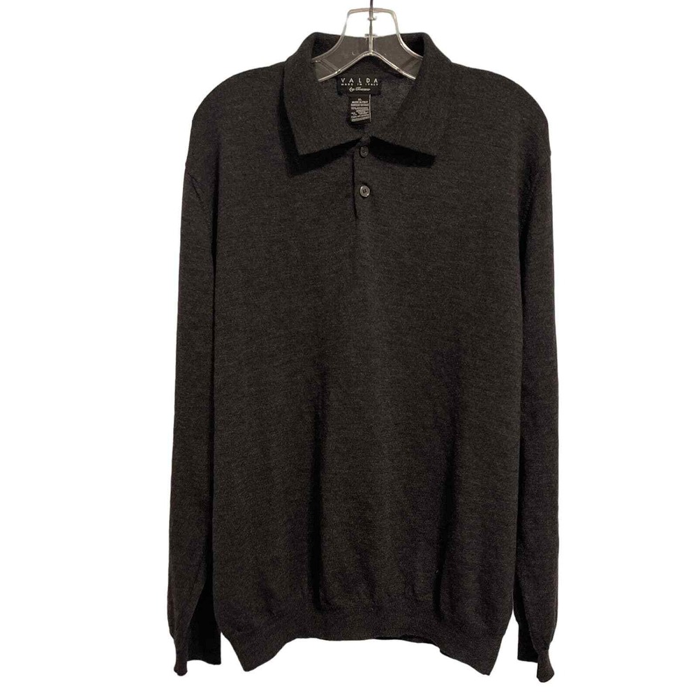 Valda by Toscano Dark Gray Merino Wool Collared Sweater‎ XL Pre-owned